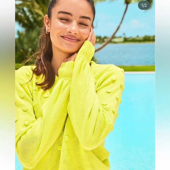 LILLY PULITZER | Tekla Bauble Yellow Pull Over Knit Sweater Lime Green Size xs - Picture 4 of 11